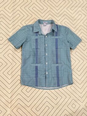 Blue Quail Checkered Fishing Guayabera Button Down